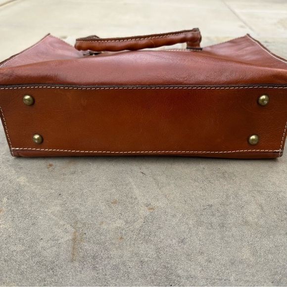 Patricia Nash Zancona Tote Shoulder Bag Studded Tan Brown Leather READ - Picture 3 of 15